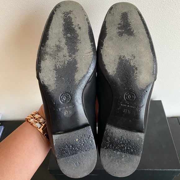EUC Chanel CC Lambskin Quilted Leather Loafers Flats size 37.5 fits 6.5 - Picture 8 of 11